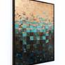 Original copper artwork (36in. W x 48in. H x 2in. D) - Oxidized copper on wood panel. Epoxy-resin finish. Ebony stained ash wood frame. Fjords Series No.8 is a continuation of Colangelo's modern contemporary mosaic copper art. In this particular piece, Colangelo has utilized a number of specialized oxidization techniques to produce the deep blue and light turquoise patina on the copper. This fine art piece displays Colangelo's unique ability to bring out the natural beauty of copper.