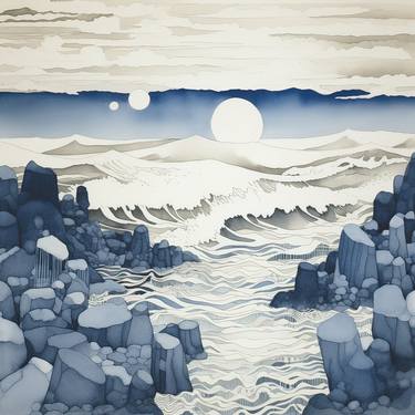 Original Abstract Seascape Digital by TJ Silverlake