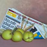 De Telegraaf with green apples by olga formisano
