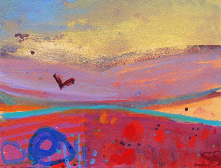 Modern Landscape PLOUGHED FIELDS Original Abstract Acrylic Painting White Blue and Turquoise Abstract Art by Sasha Barnes