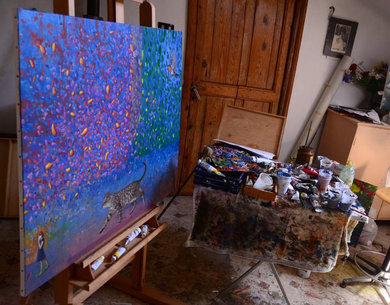 Original Conceptual Cats Painting by Alberto Repetti