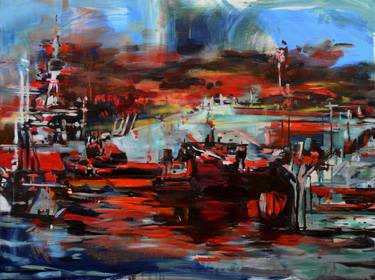 Original Expressionism Boat Paintings by Angelika Toth