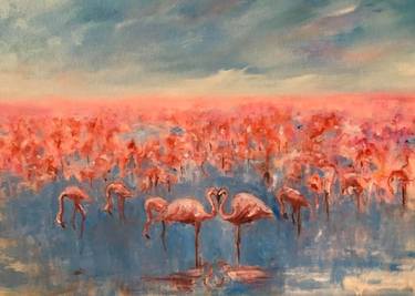 Saatchi Art Artist David Iddon Art; Paintings, “Lexis Flamingos” #art