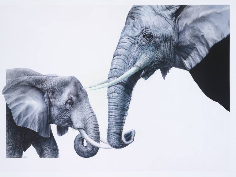 Elephants Painting by Ewart Art | Saatchi Art