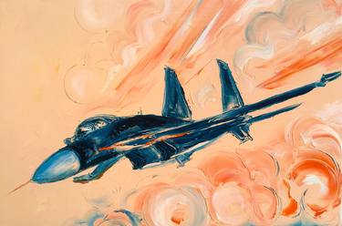 Original Figurative Aeroplane Paintings by Iulia Toader