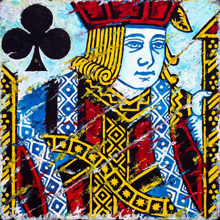 Set of Three Jack, Queen and King Playing Card Collages - Multi