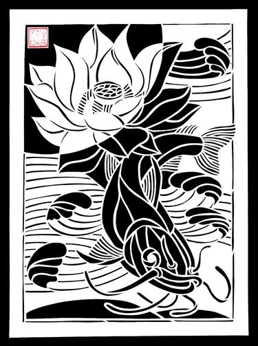 Lotus, Catfish-- Paper cutting artwork thumb