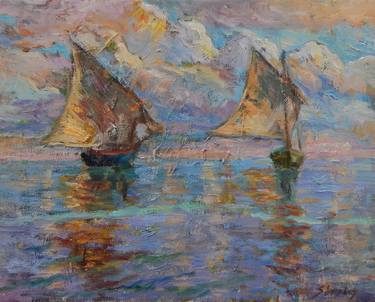 Print of Impressionism Seascape Paintings by Siniša Simon