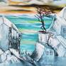 Contemporary surrealism art landscape painting mountains fragment 1