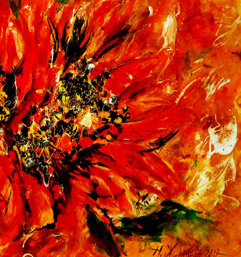 Original Abstract Expressionism Floral Painting by Natalya Zhdanova