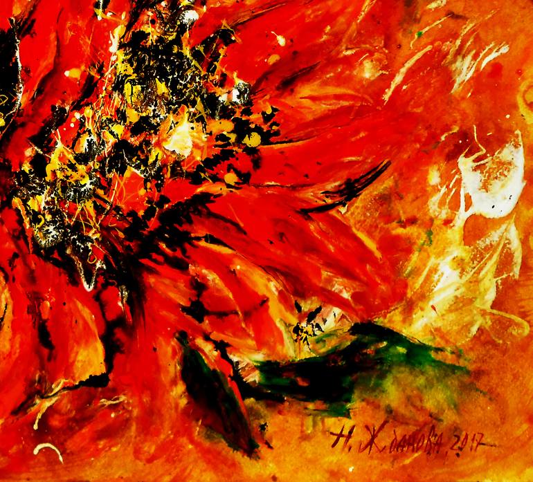 Original Abstract Expressionism Floral Painting by Natalya Zhdanova