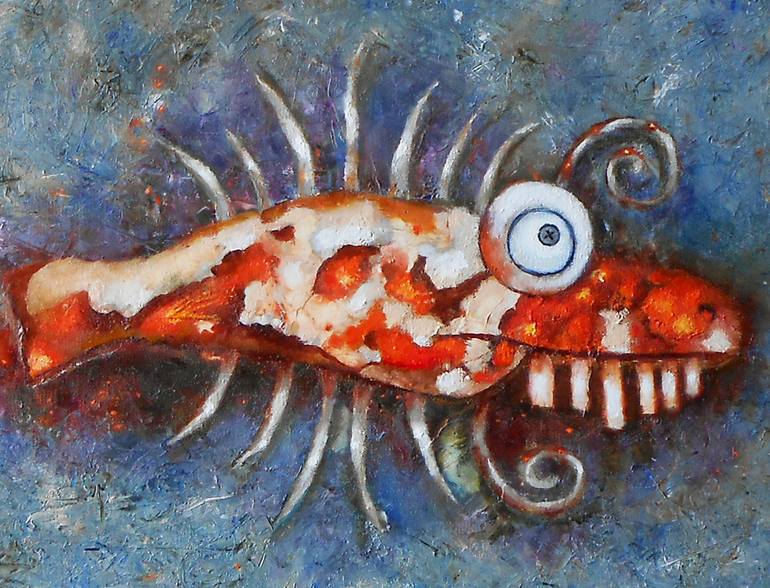 Original Conceptual Fish Painting by Natalya Zhdanova