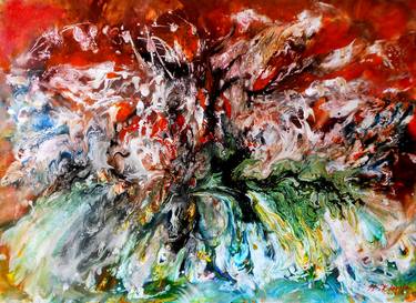 Abstract tree paintings acrylic landscape colorful wall art thumb