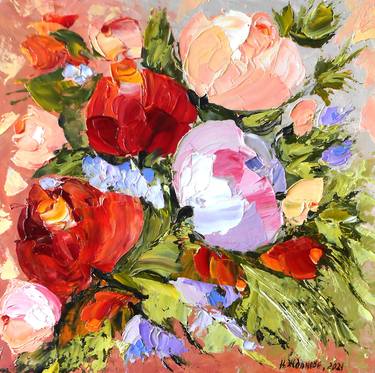 Original Abstract Expressionism Floral Paintings by Natalya Zhdanova