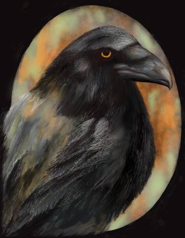 Bird Art Raven Painting Digital Art Print thumb