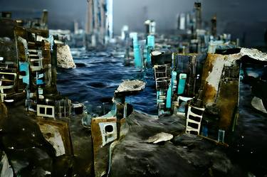 Original Abstract Cities Mixed Media by Natalya Zhdanova