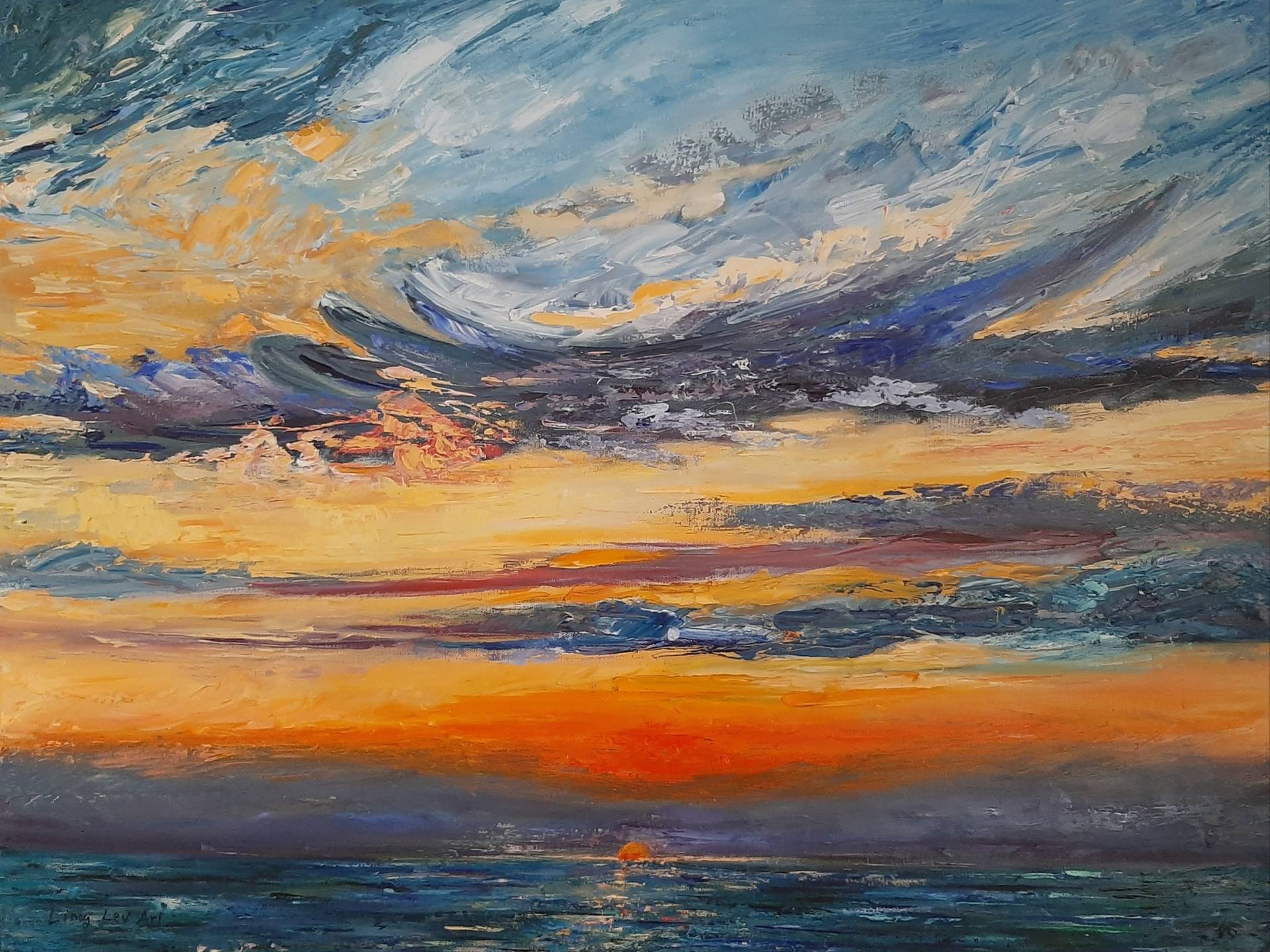 Sky at sunset Painting by Karmit Lev Ari | Saatchi Art