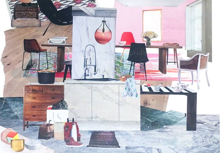 Original Fine Art Interiors Collage by Emily Keating Snyder