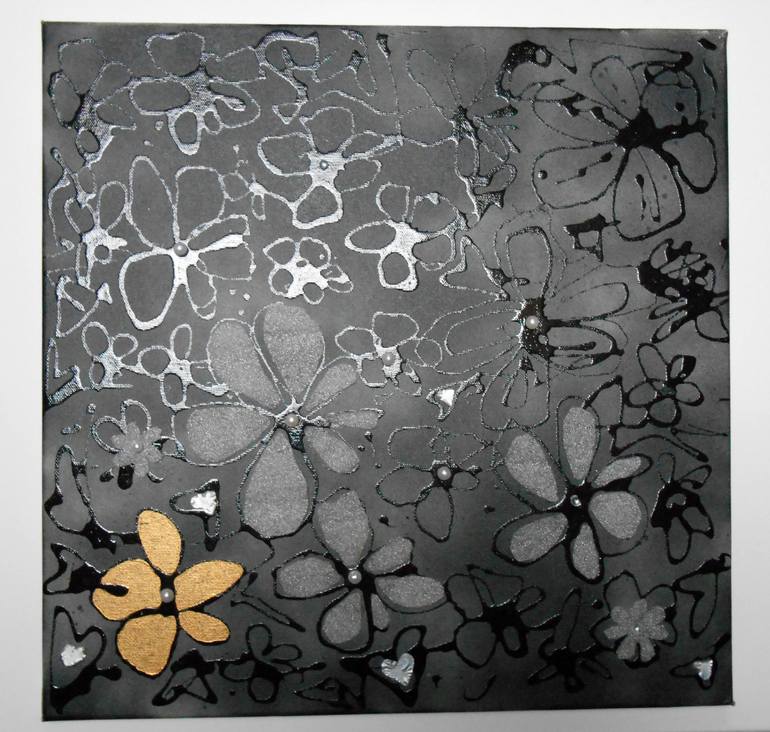 Original Abstract Floral Painting by Ines Nanda Drole