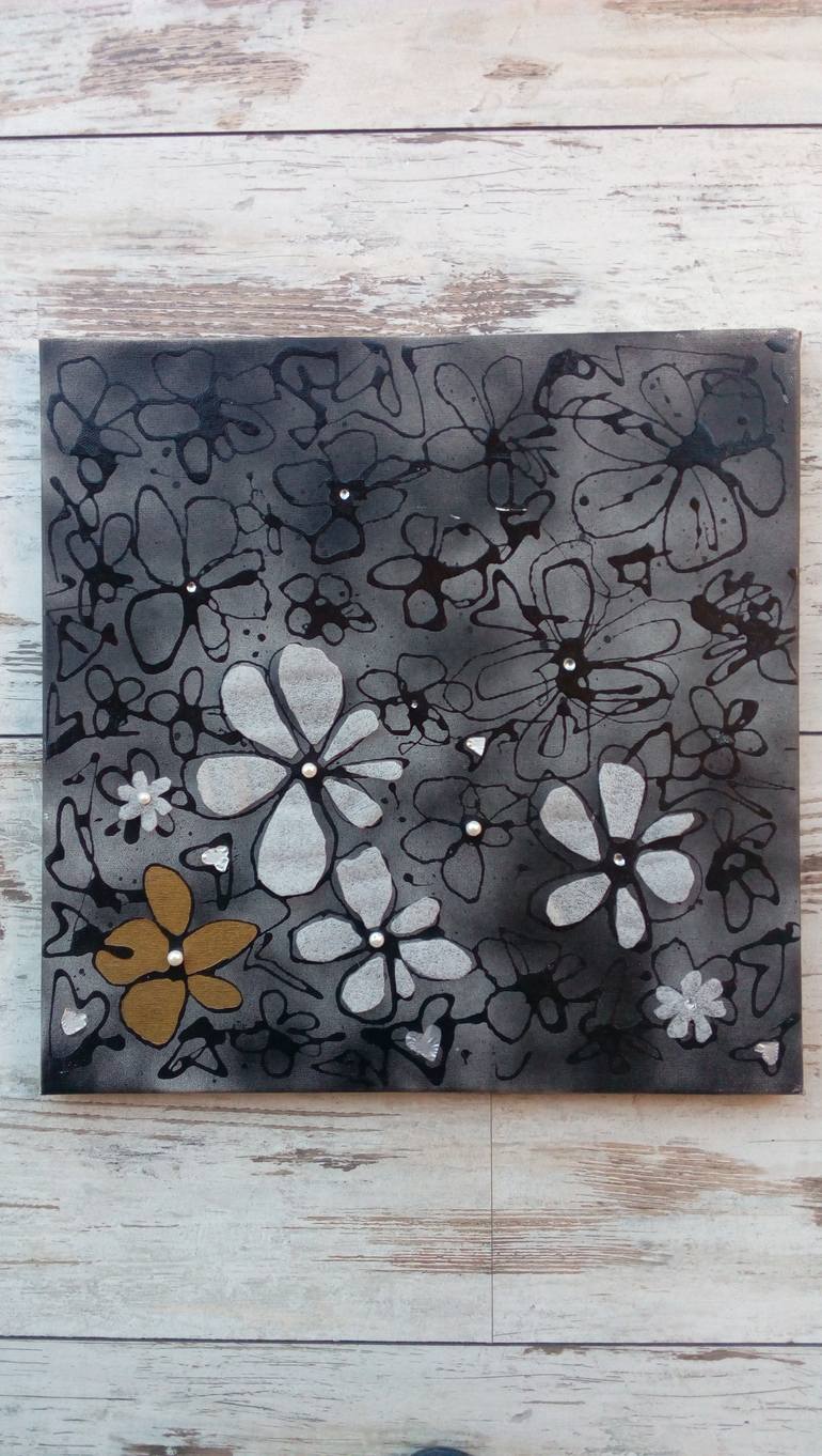 Original Abstract Floral Painting by Ines Nanda Drole