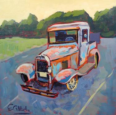 Original Impressionism Automobile Paintings by Edward Abela