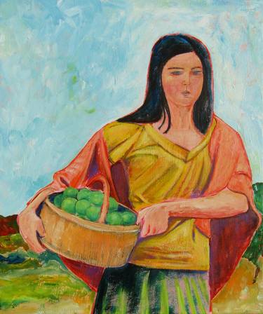 Girl with a Basket of Apples thumb