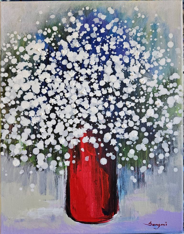 Original Modern Floral Painting by Songmi Heart