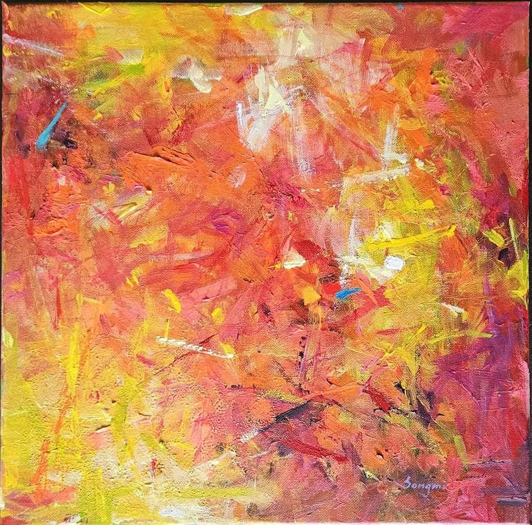 Original Abstract Expressionism Abstract Painting by Songmi Heart