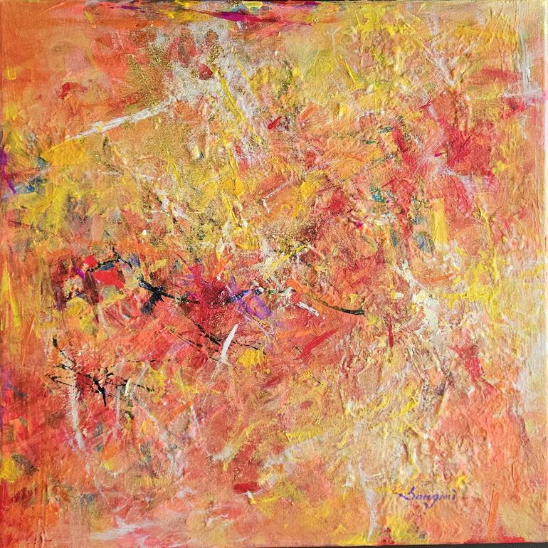 Original Abstract Expressionism Abstract Painting by Songmi Heart