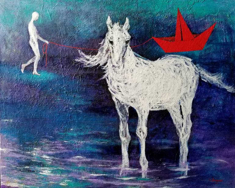 Original Conceptual Horse Painting by Songmi Heart
