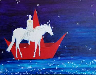 Red Boat & White Horse # 1051 thumb