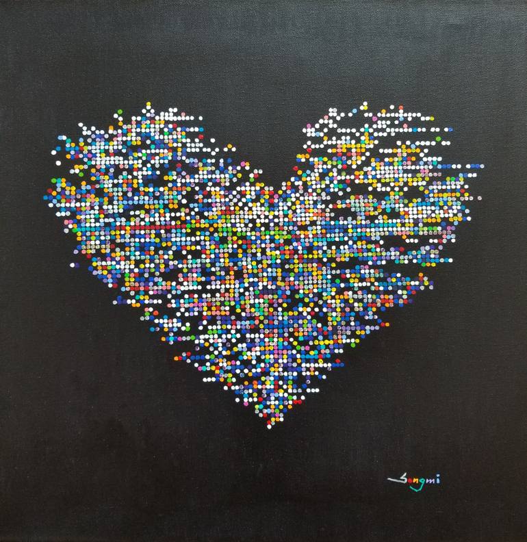 Original Abstract Expressionism Abstract Painting by Songmi Heart