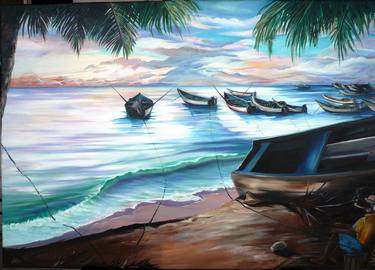 Original Boat Paintings by KARIN BEST