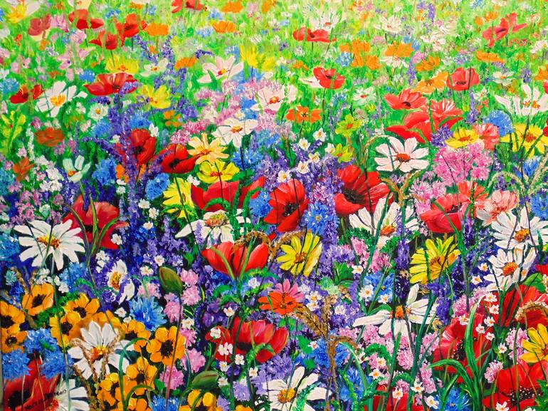 WILD FLOWER MEADOW. Painting by Karin Best | Saatchi Art