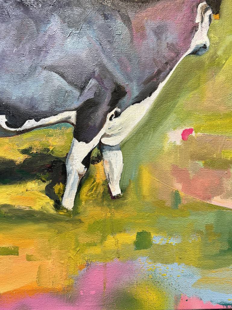 Original Expressionism Cows Painting by Jonathan McAfee
