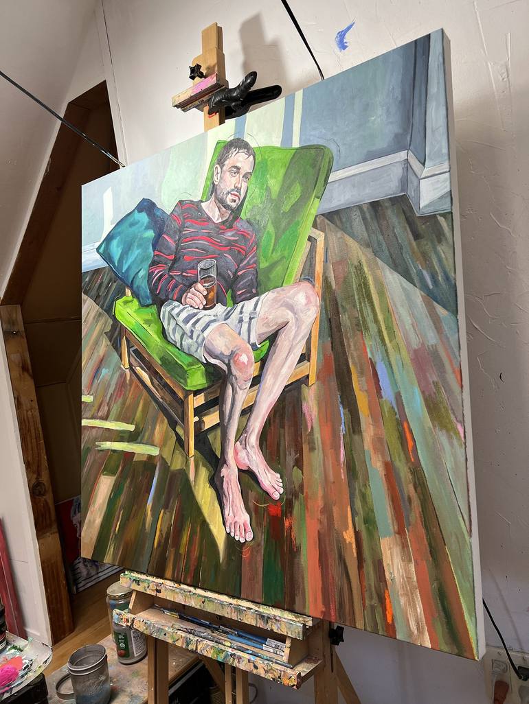 Original Impressionism Men Painting by Jonathan Mcafee