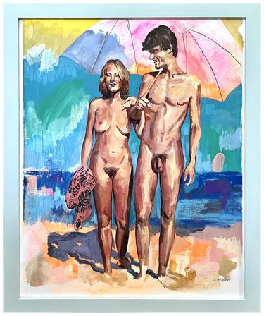 Saatchi Art Artist Jonathan McAfee; Drawings, “Nude Beach (lovers)” #art