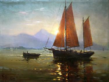 Original Figurative Boat Painting by Igor Ladojanine