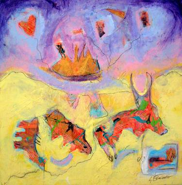 Print of Abstract Expressionism Cows Paintings by Suzanne Edminster