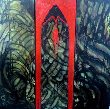 The Red Door Or Apocalypse Now Painting By Marianne Charlotte