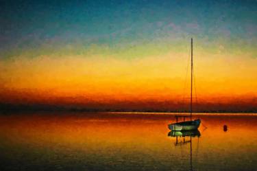 Lone Sailboat At Sunset thumb