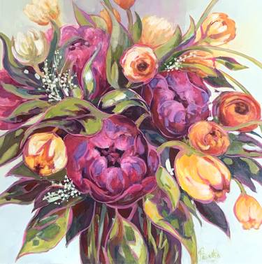 Original Expressionism Floral Paintings by Jacintha Krish