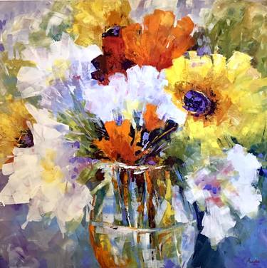 Original Abstract Expressionism Floral Paintings by Jacintha Krish