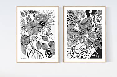 Original Abstract Floral Drawings by Jolina Anthony