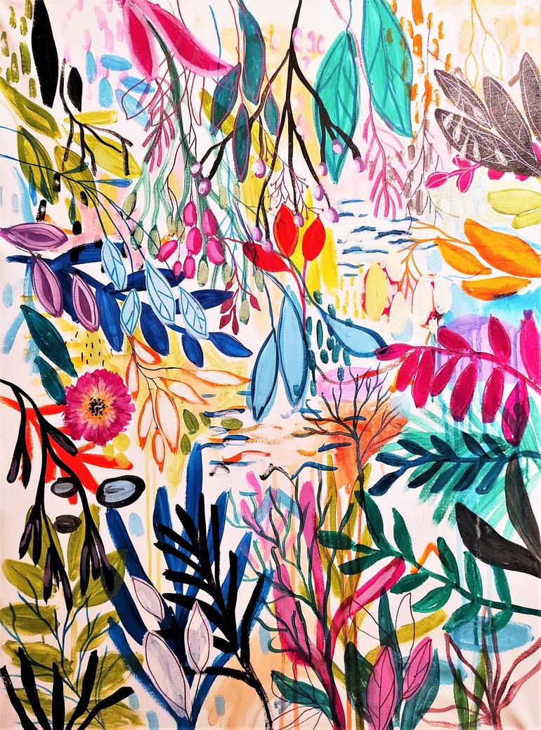 Original Abstract Floral Painting by Jolina Anthony