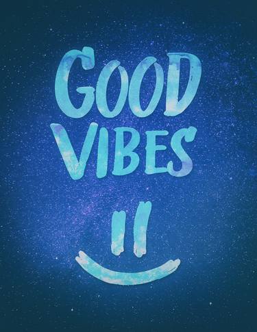 Good Vibes - Funny Smiley Statement / Happy Face (Blue Stars Edit) thumb