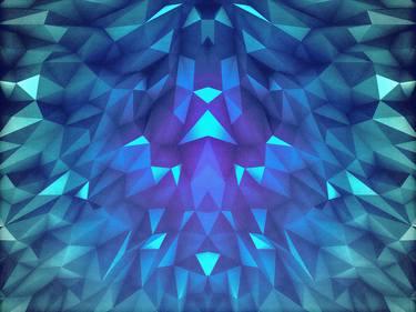 Deep Blue Collosal Low Poly Triangle Pattern -  Modern Abstract Cubism  Design thumb