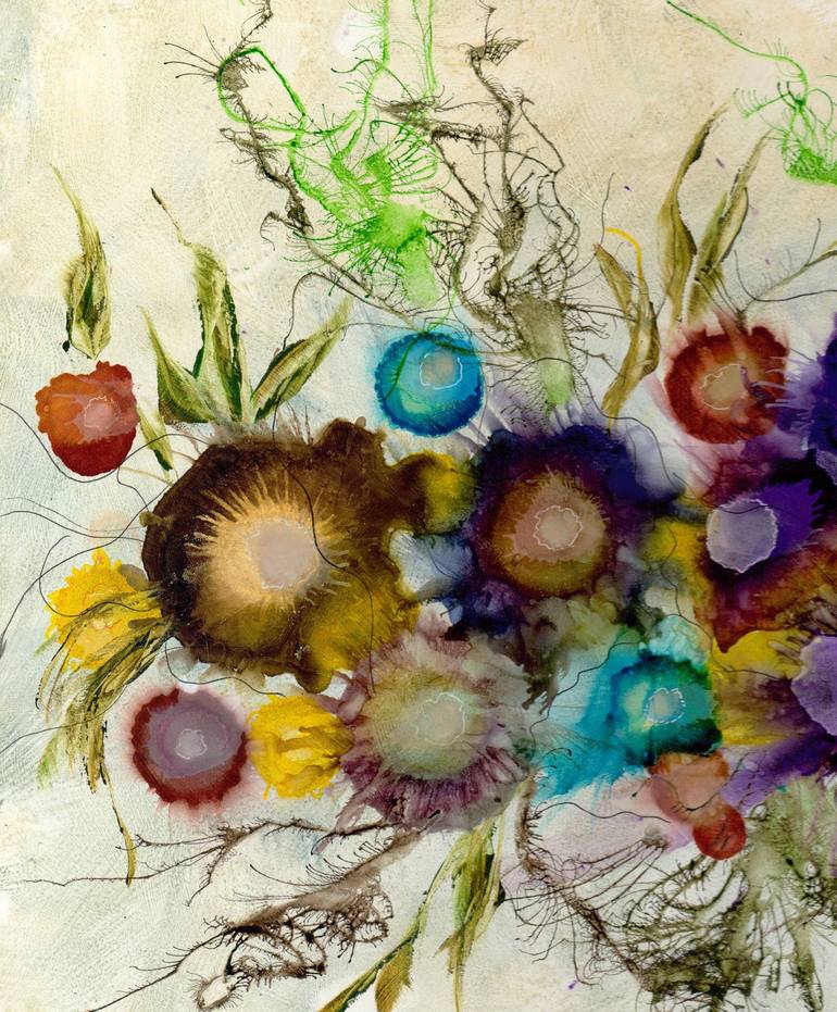 Original Floral Painting by Danguole Serstinskaja