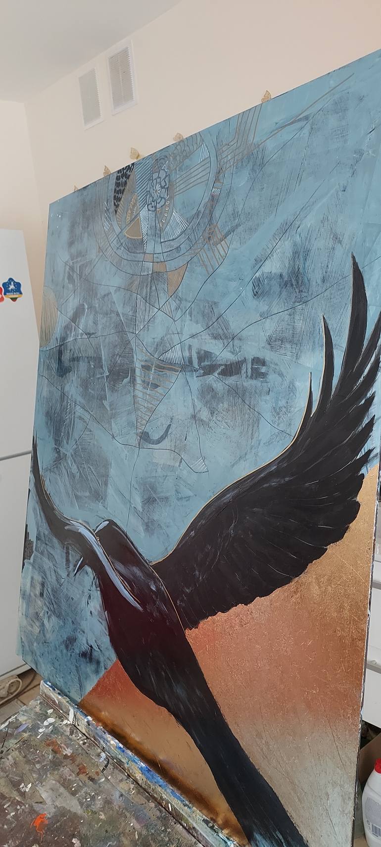 Original Abstract Expressionism Animal Painting by Danguole Serstinskaja