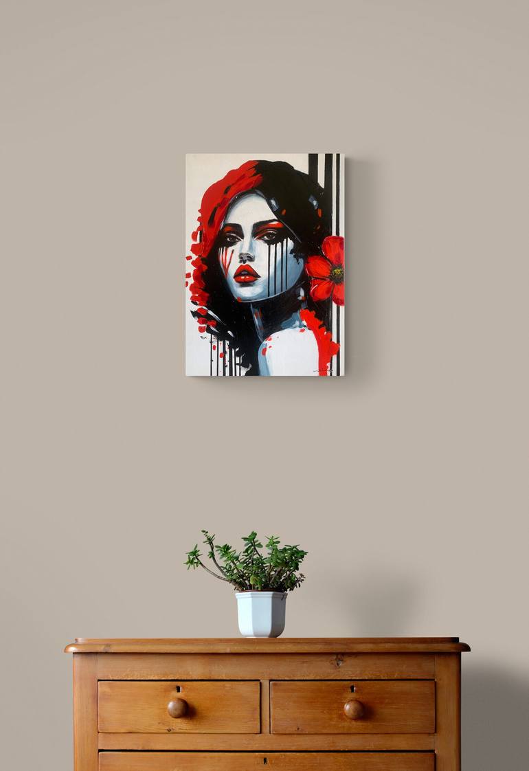 Original Abstract Expressionism Women Painting by Danguole Serstinskaja